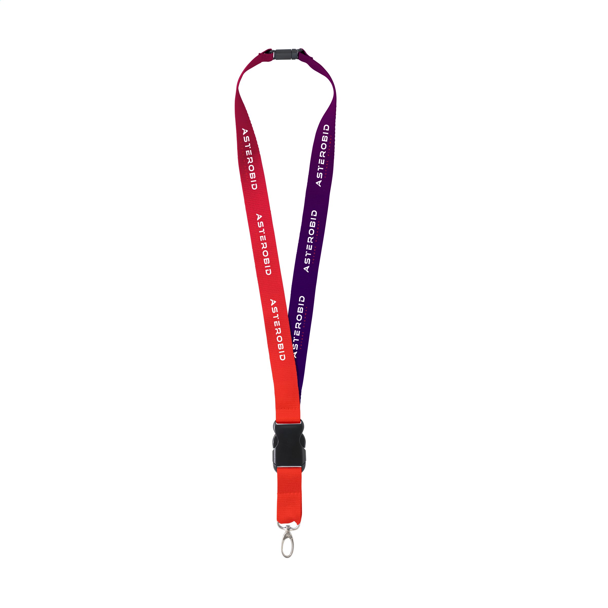 RPET polyester lanyard med metalkarabinhage og plastik sikkerhedslås - Morsø