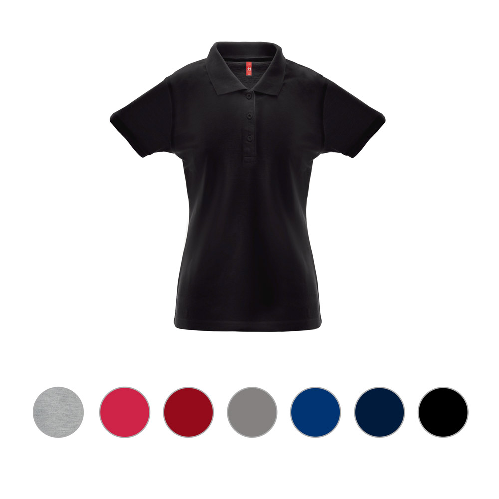 Damestribet talje piqué mesh poloshirt -