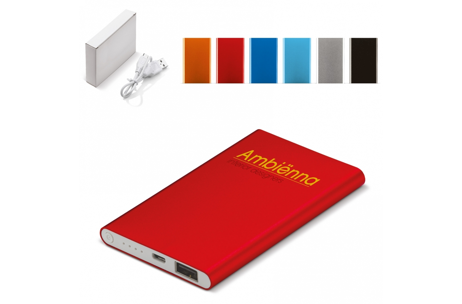 Aluminium 4.000mAh Powerbank med oplader - Hannah