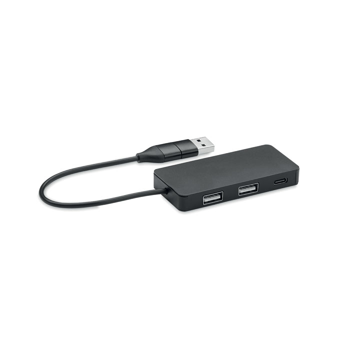 3-port USB-hub med 20 cm kabel - Skjern