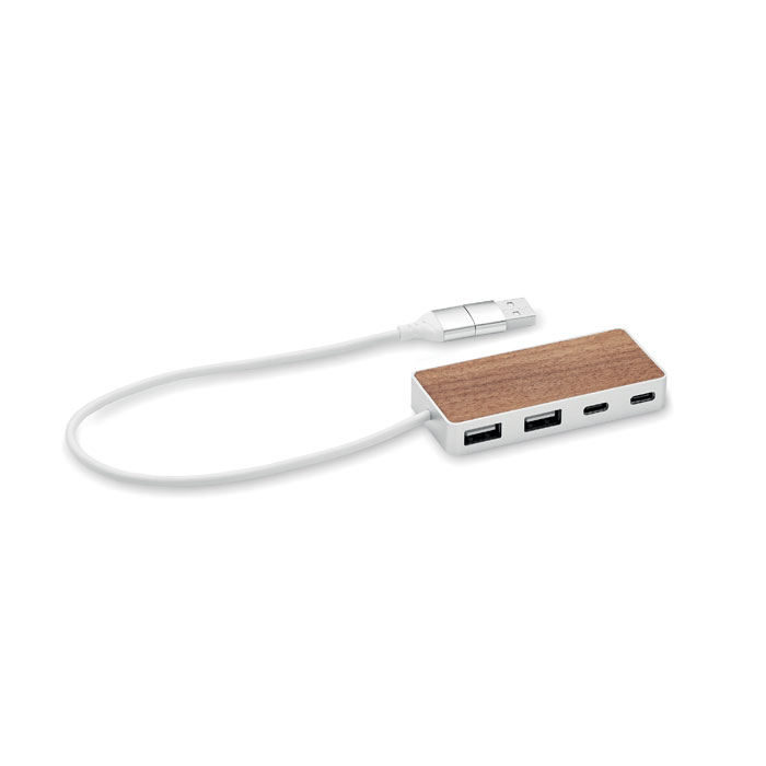 USB hub i genanvendt aluminium med 4 porte - Fanø