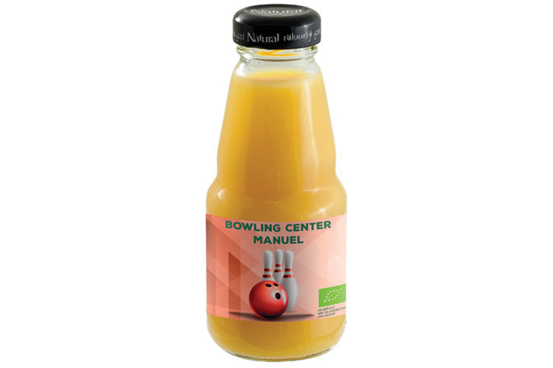 Appelsinjuice 200ml Glasflaske med Sort Hætte - Viby