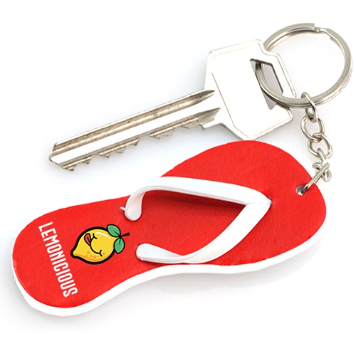 Dobbeltfarvet design flip-flop nøglering - Aulum-Haderup