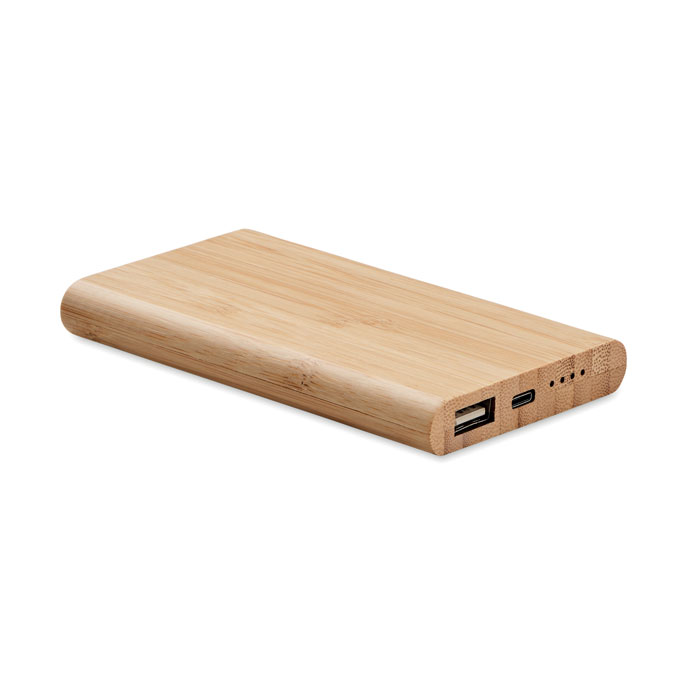 Bambus Etui 4000mAh Power Bank med USB Type C Kabel - Grindsted